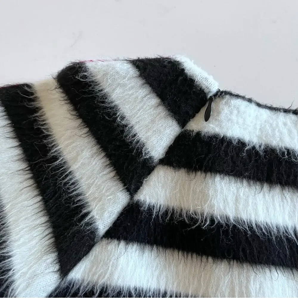 MummyMoon girls designer two tone striped warm long sleeve dress size 10